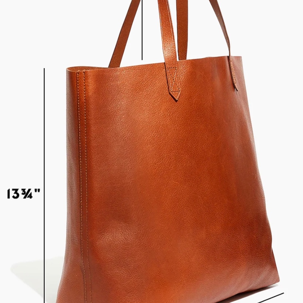Madewell Transport Leather Tote in Black with Brown Handles - Picture 4 of 12